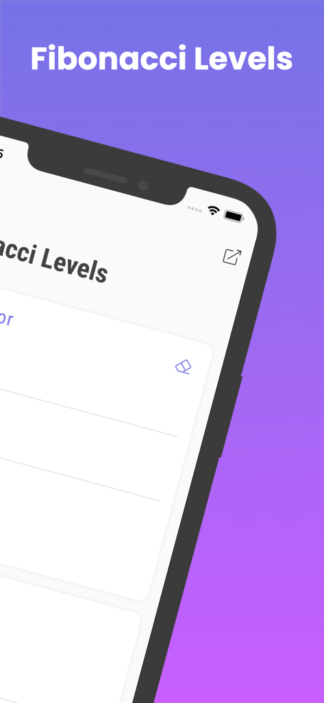 Fibonacci-Levels-Rechner-Oberfläche in der mobilen FX Calculators-App