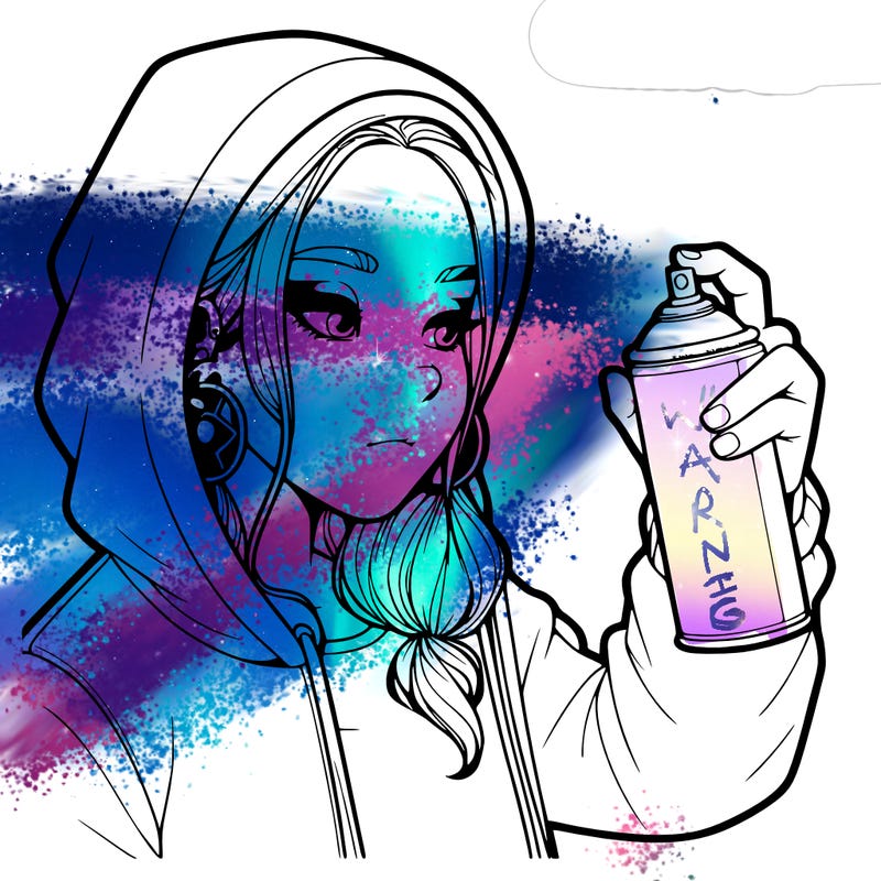 a realistic girl, spray painting