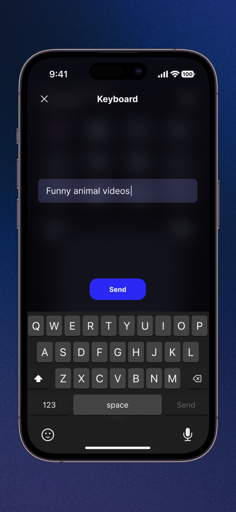 Universal TV Remote Control・ - Smartphone screen showing the keyboard search feature of the Universal TV Remote Control app