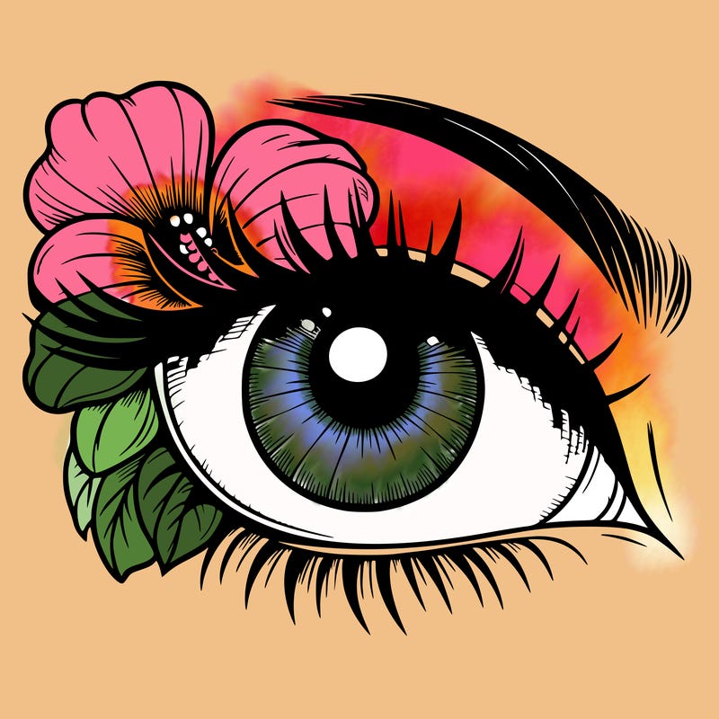 realistic eye with flower