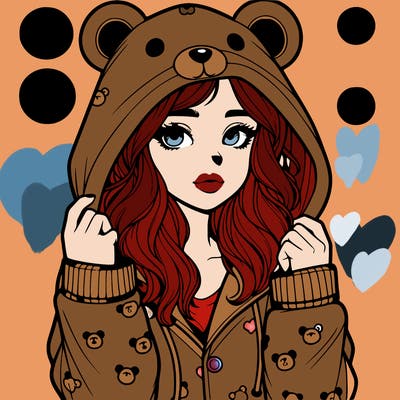 realistic girl in a animal pjs hoodie