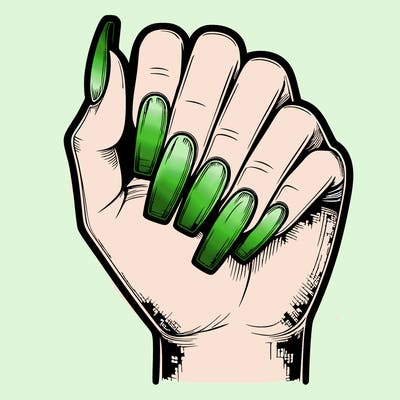 realistic hand with square nails