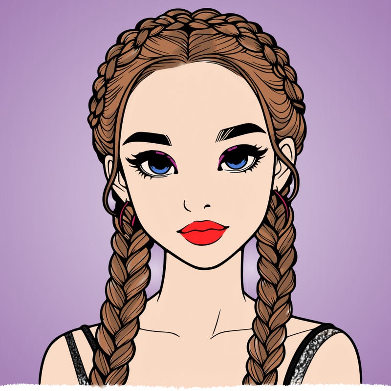 realistic girl with braids
