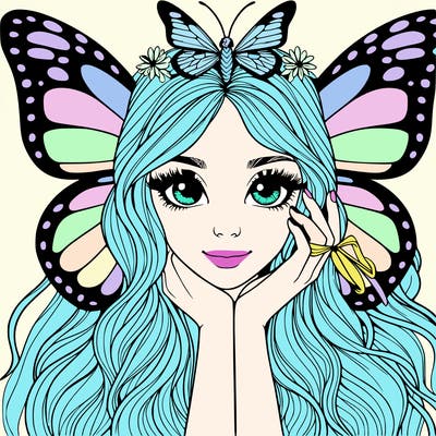 butterfly realistic girl