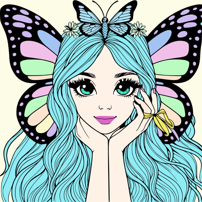 butterfly realistic girl