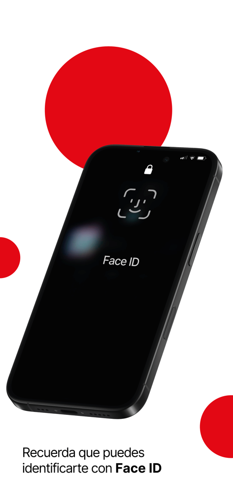 A smartphone displaying the Face ID biometric login screen for the Cajasur banking app