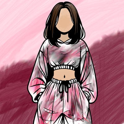 realistic girl faceless with baggy pants and a crop top