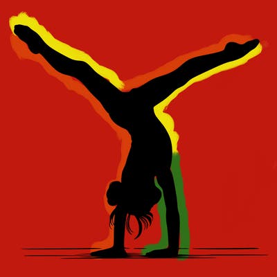 realistic gymnastic hand stand girl in four splits