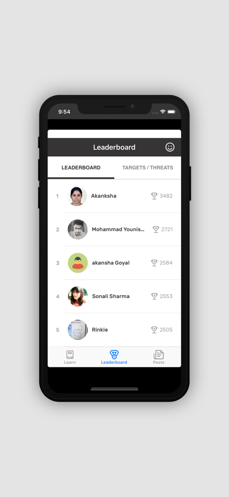 Dental Pulse Academy - Leaderboard screen of Dental Pulse Academy app showing student rankings and scores for dental exam preparation.