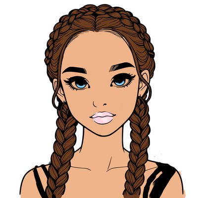 realistic girl with braids