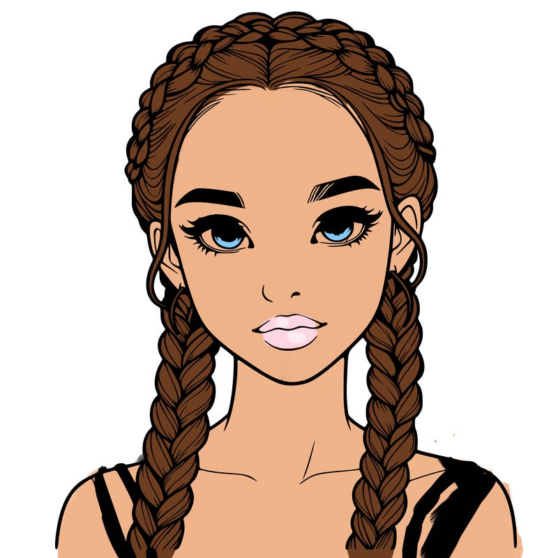 realistic girl with braids