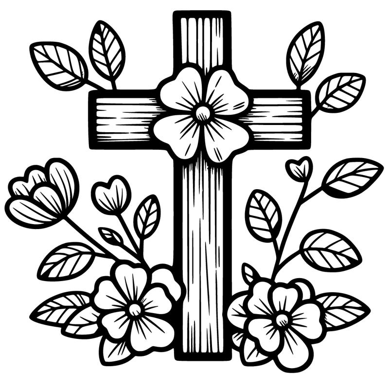 cross with flowers