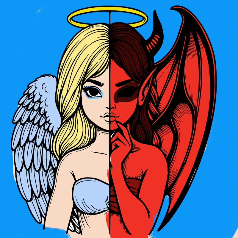 realistic angel half demon