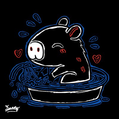 capybara taking a bath