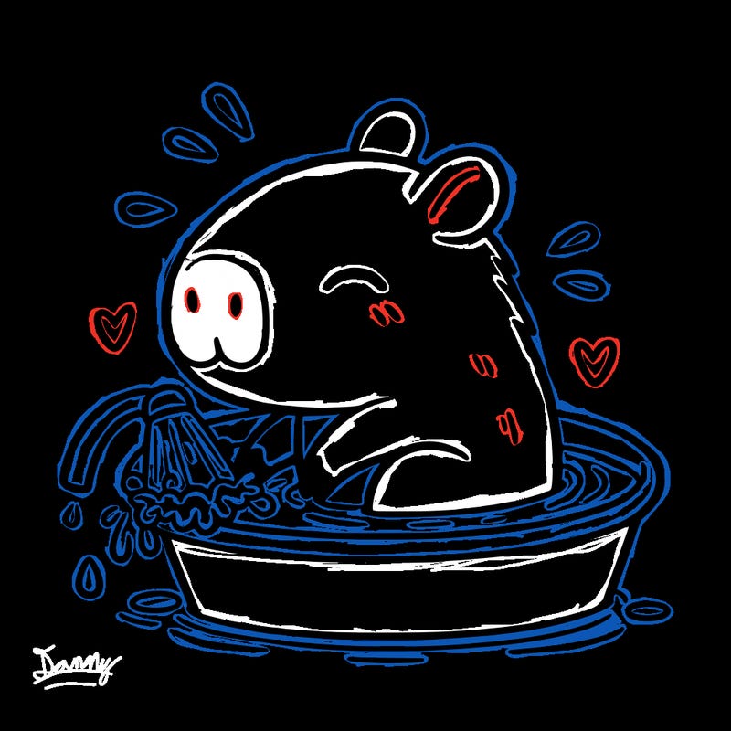 capybara taking a bath