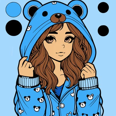 realistic girl in a animal pjs hoodie