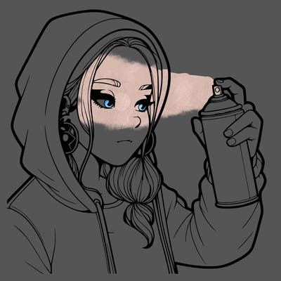 a realistic girl, spray painting