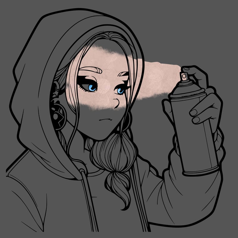 a realistic girl, spray painting