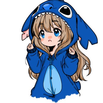 anime girl in a stitch onsie