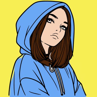 a realistic girl in a hoodie
