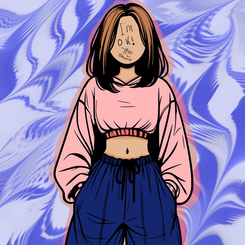 realistic girl faceless with baggy pants and a crop top