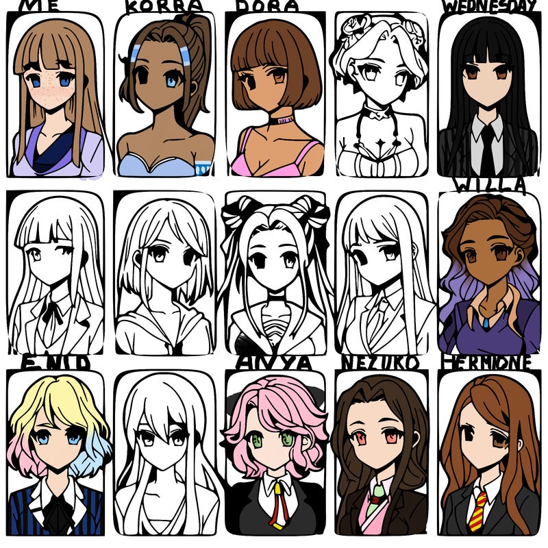 girls that look diffrent anime