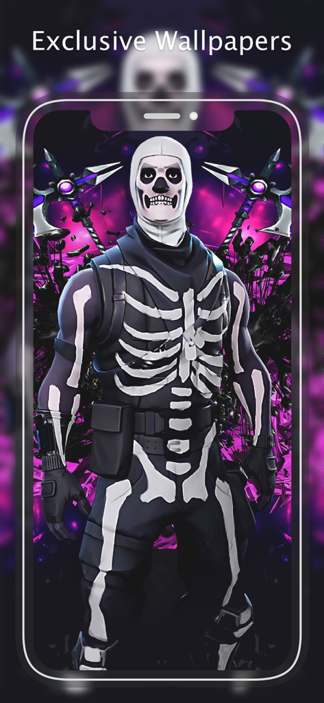 HD Wallpaper for Fortnite - High definition Fortnite wallpaper of the Skull Trooper skin on a purple abstract background.