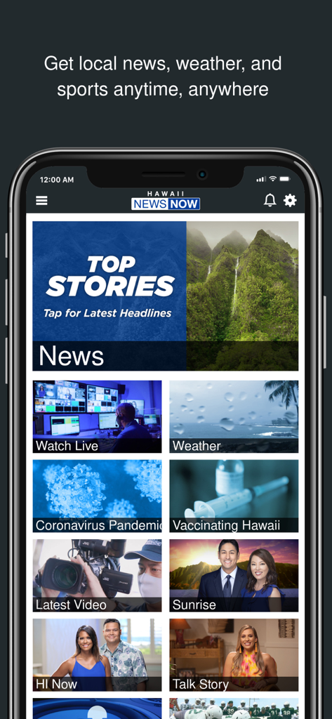 Hawaii News Now - Hawaii News Now mobile app home screen showing news headlines and weather updates