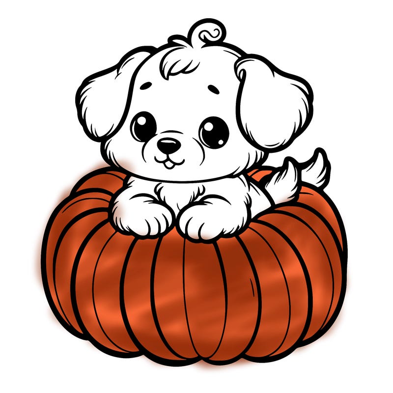 cute little puppy in a pumpkin