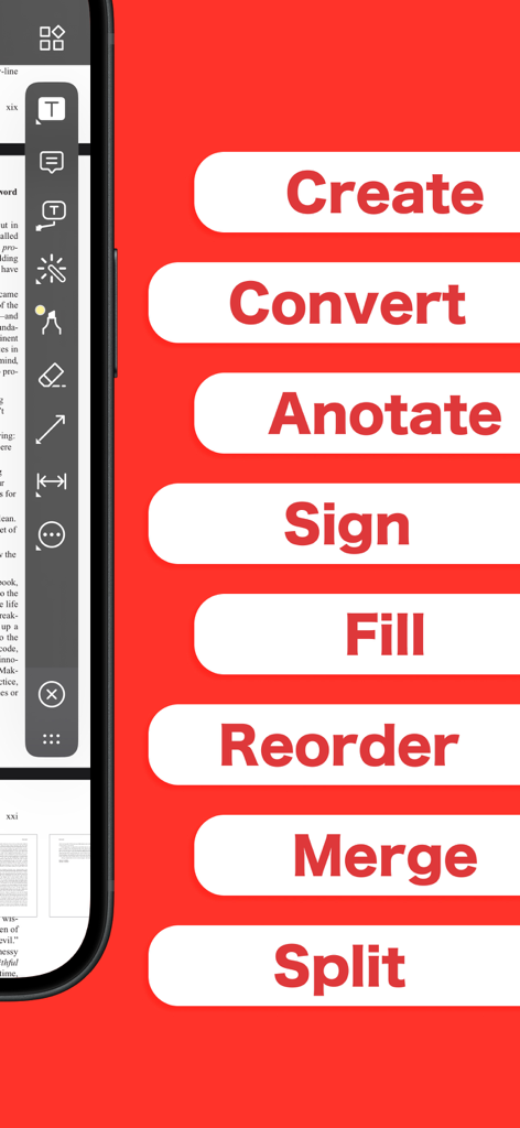 PDF Expert: Edit Sign PDFs - PDF Expert mobile app interface showcasing features like Create Convert Annotate Sign Fill Reorder Merge and Split