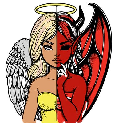 realistic angel half demon