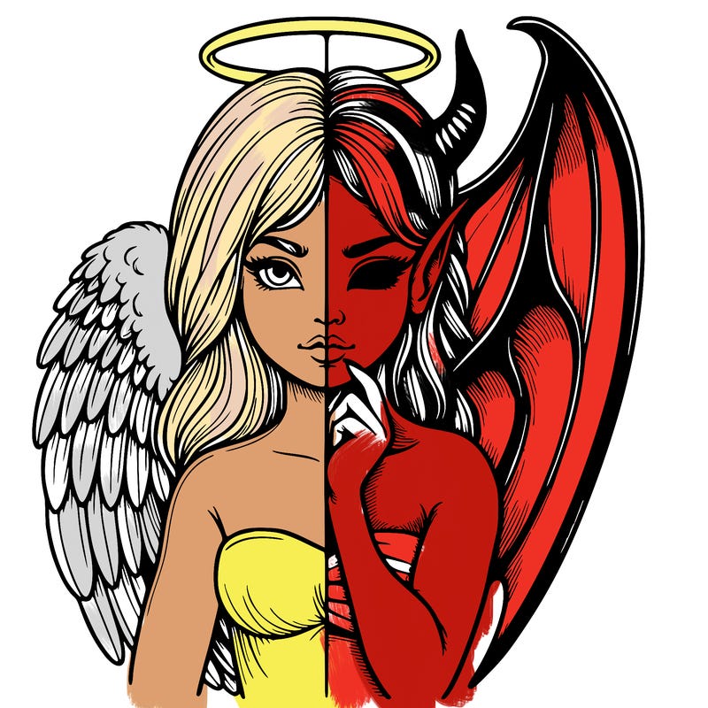 realistic angel half demon