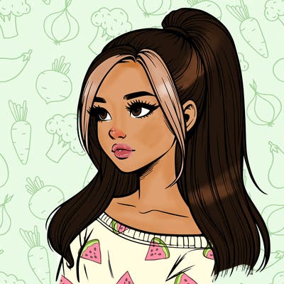 realistic girl with a high ponytail