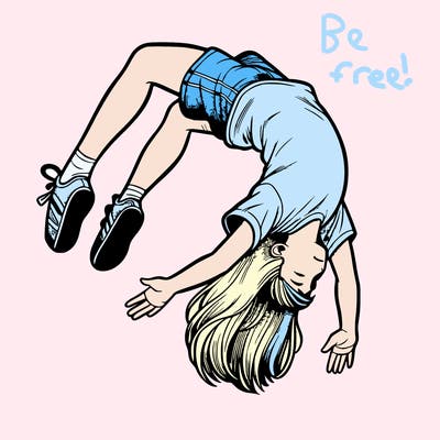 realistic girl doing a backflip