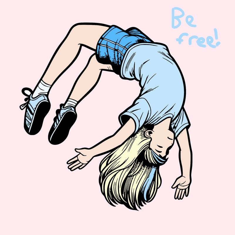 realistic girl doing a backflip