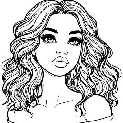 realistic girl with wavy hair and lips
