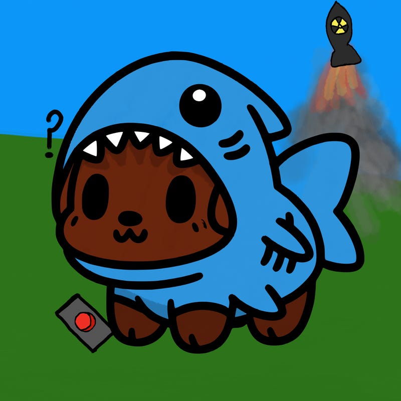 cute dog wearing a shark costume