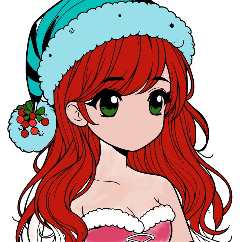 realistic girl dresses up for christmas