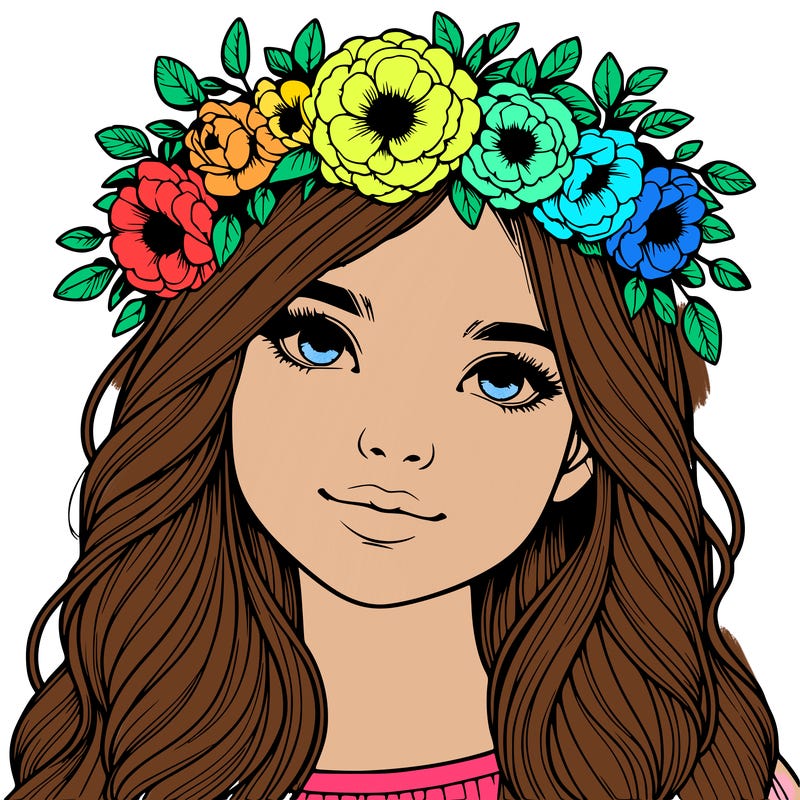 realistic girl with flower crown