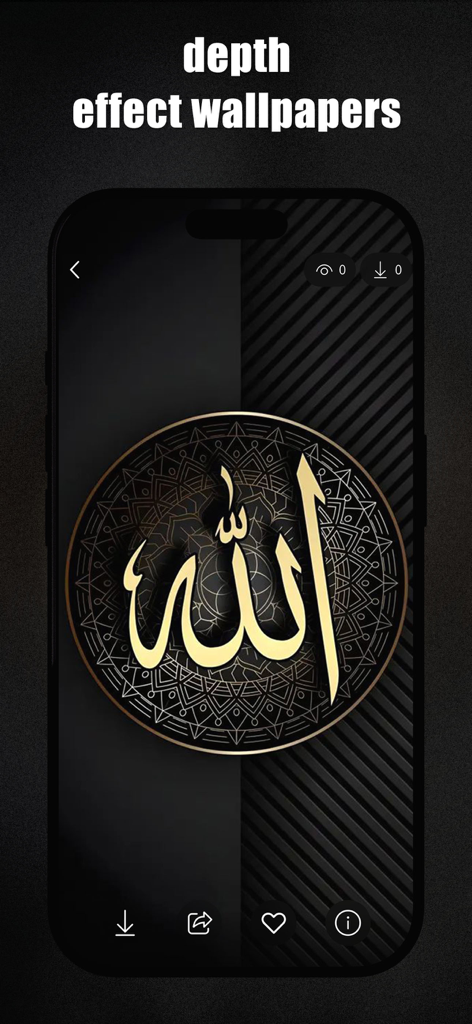 Islamic wallpaper 4K - Gold Allah calligraphy on a black and gold mandala background with depth effect