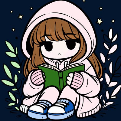 girl in oversized hoodie reading a book