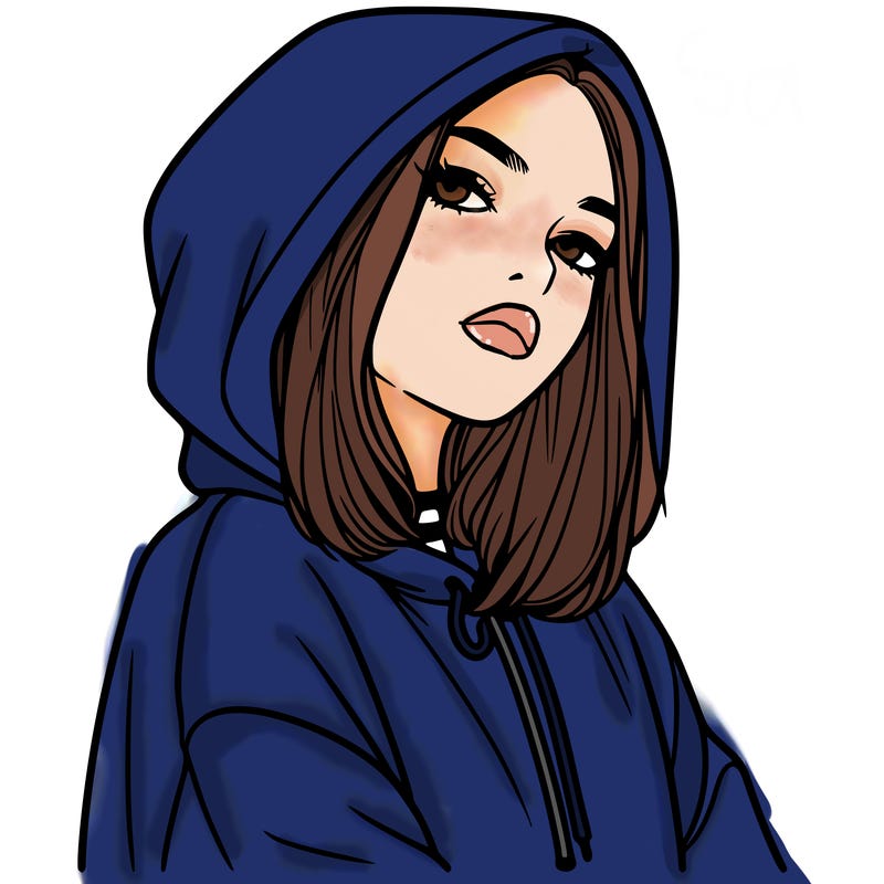 a realistic girl in a hoodie