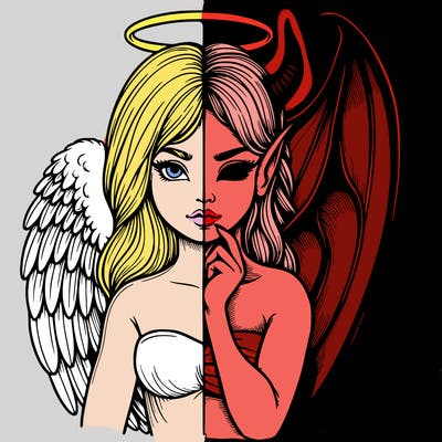 realistic angel half demon