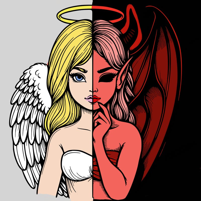 realistic angel half demon