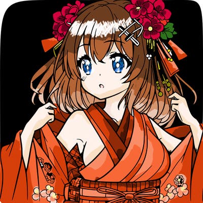 anime girl wearing up kimono