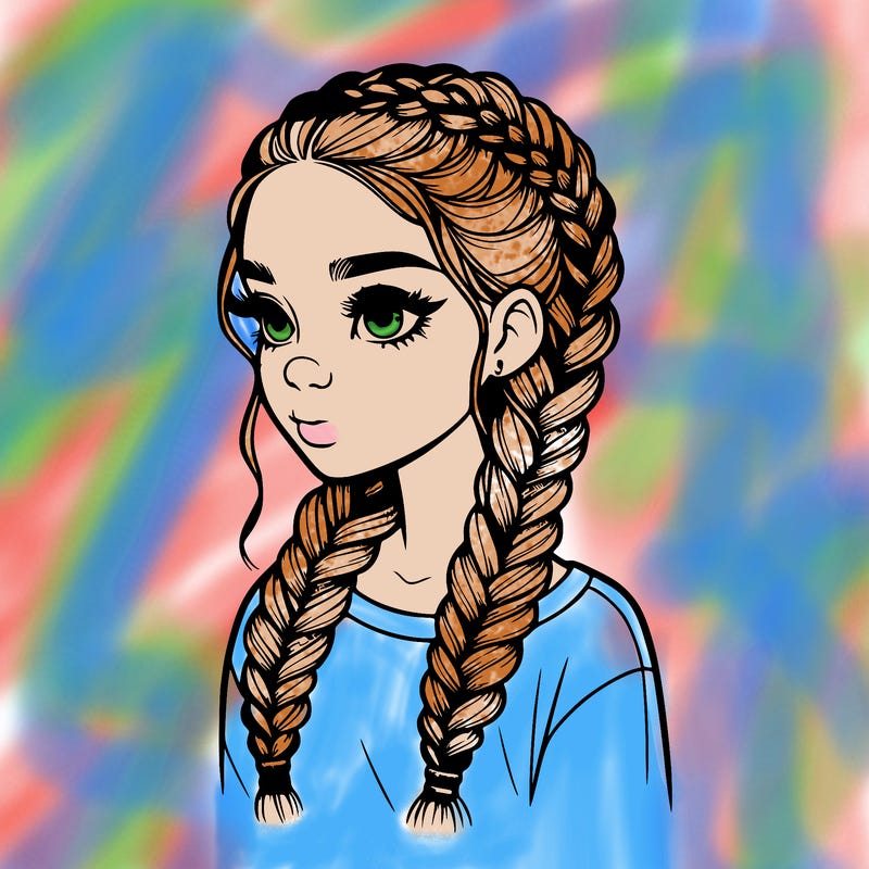 realistic girl with braids