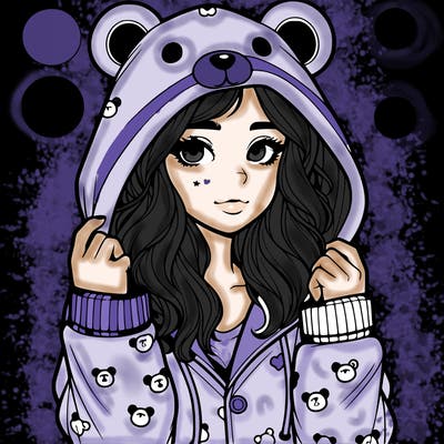 realistic girl in a animal pjs hoodie