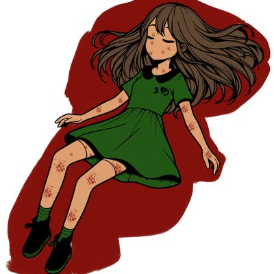 realistic girl floating