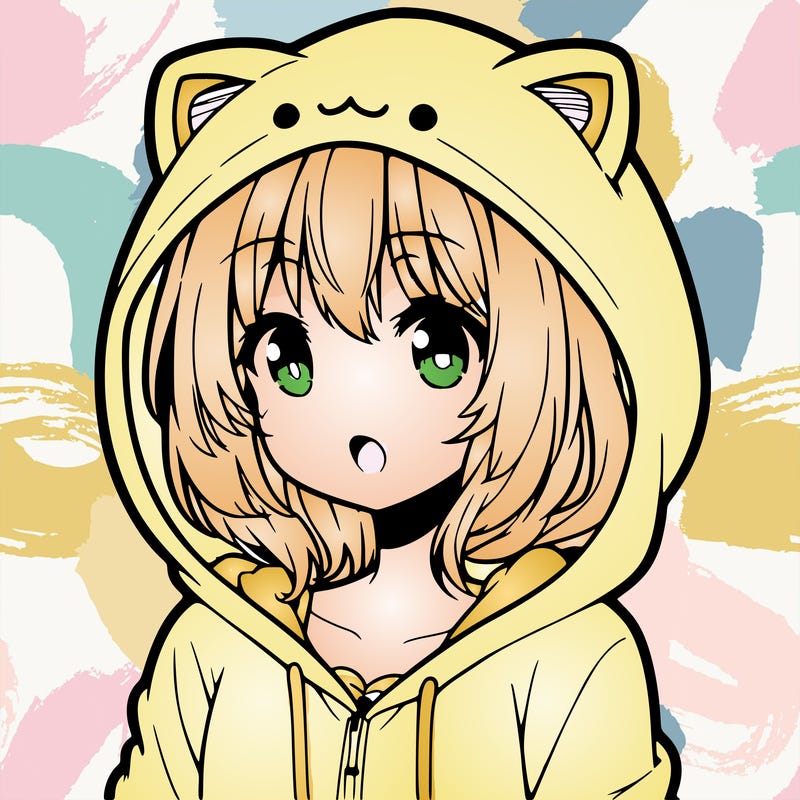 an anime girl with a kawaii hoodie on