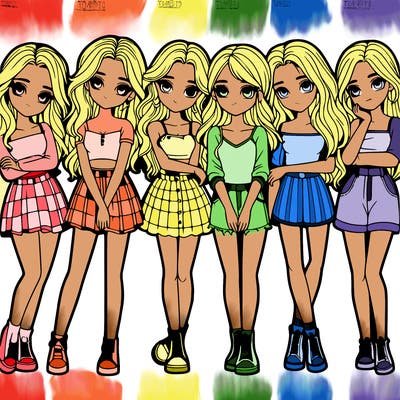 a group of girls realistic